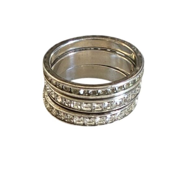 Set of Three Crystal Brighton Stacking Rings - Picture 2 of 9
